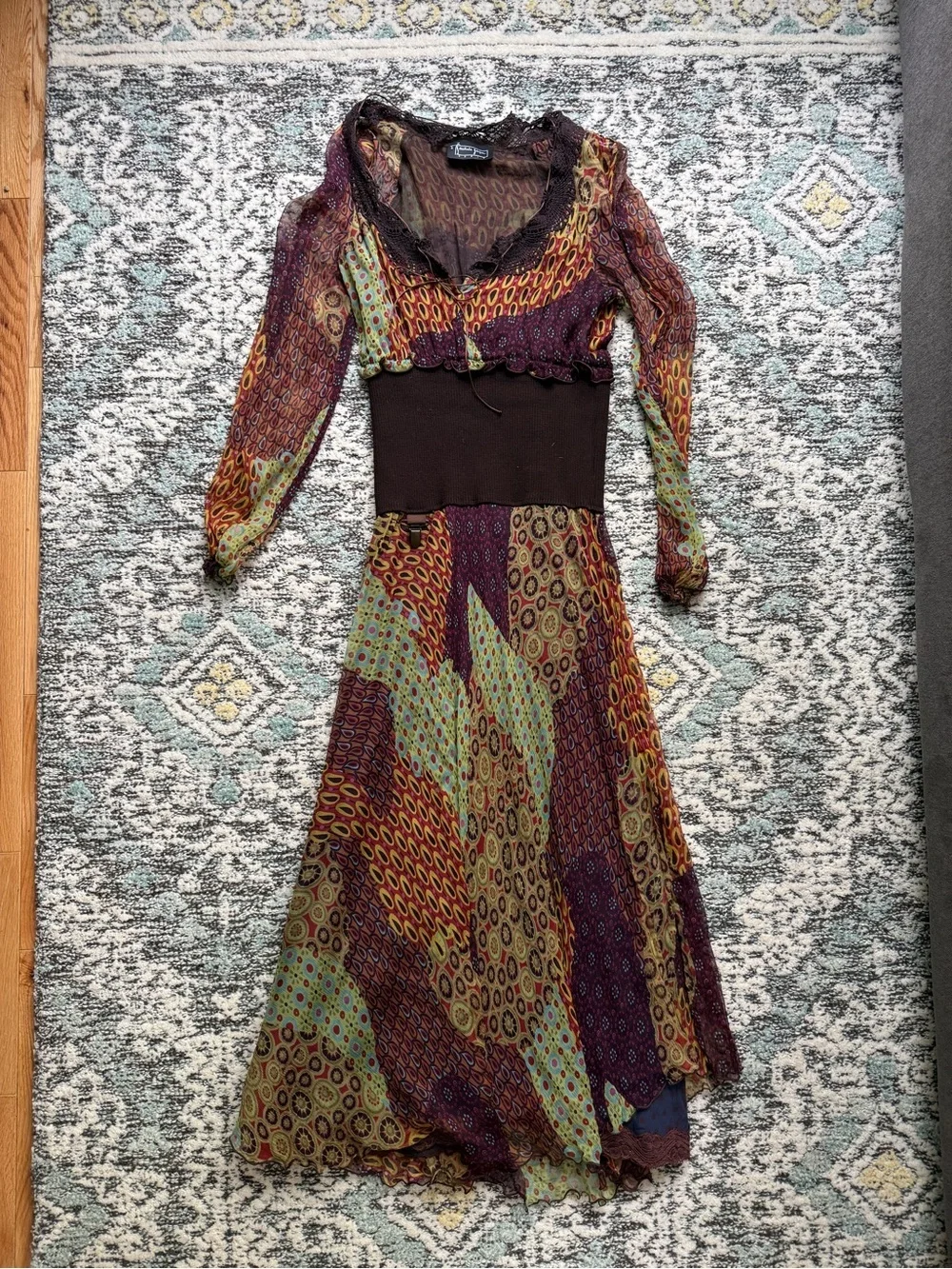Y2K Nathalie Garçon Paris Boho Patchwork Maxi Dress